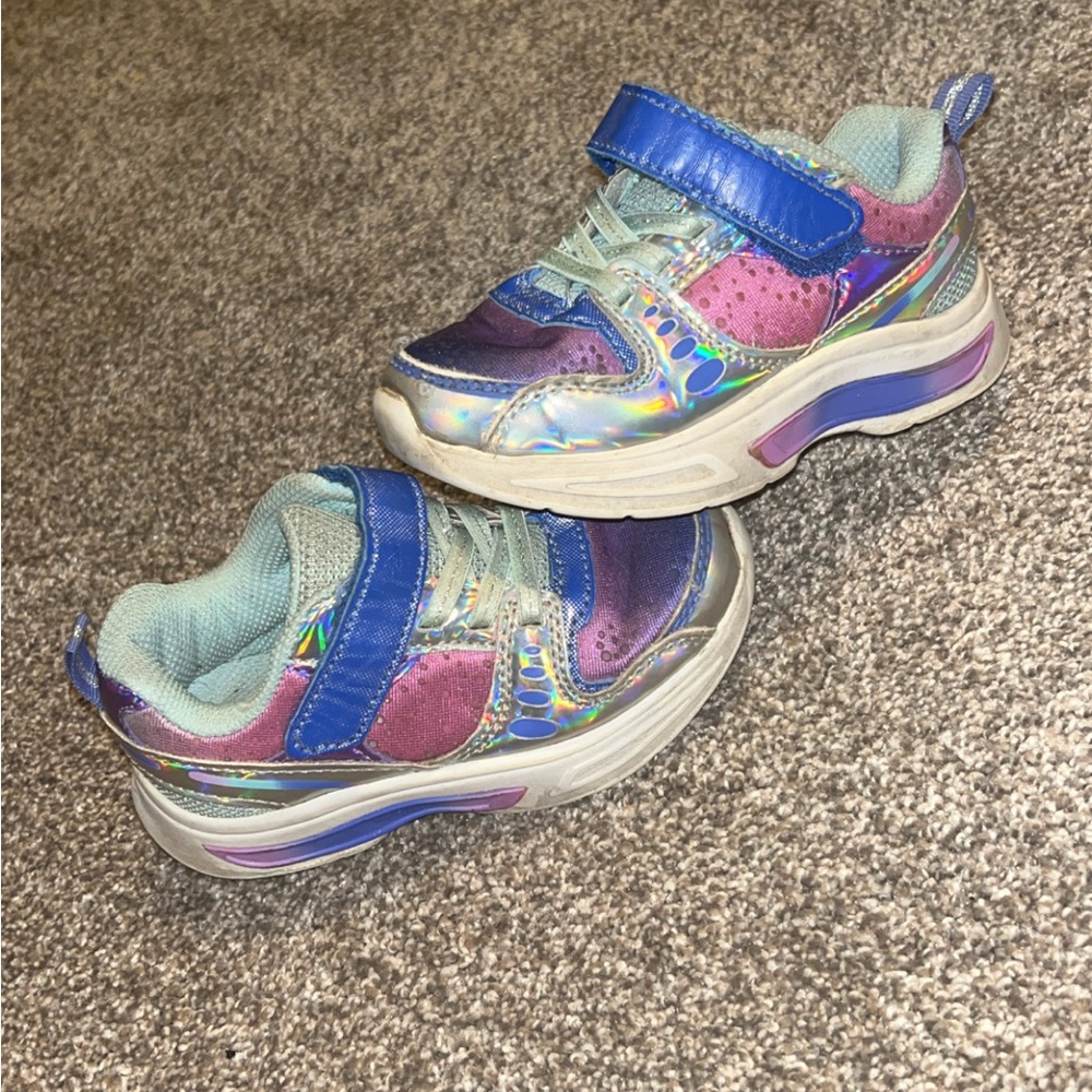 Athletic Works Kids Sneakers with Blue and Purple Holographic Design